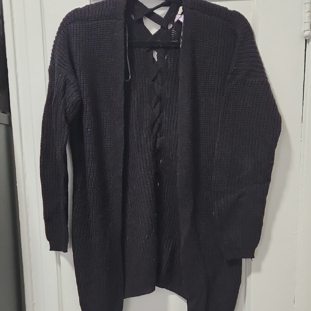 Elegant Black Open-Front Cardigan
